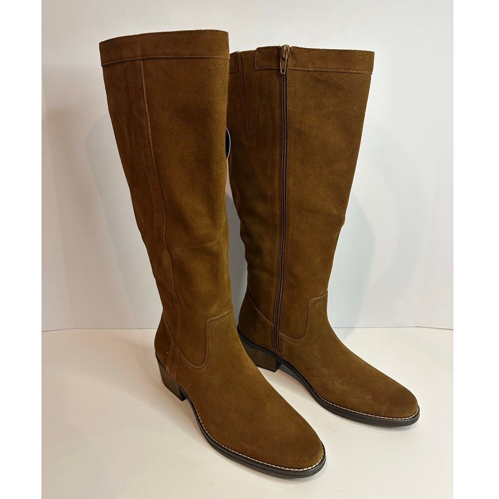 White Mountain Women’s Altitude Suede Wide Calf Boots Brown Size 8.5 NWT Capsule